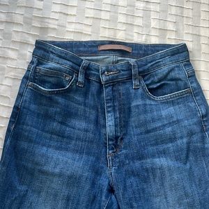 Joe’s dark wash jeans with ankle fringe